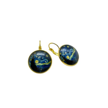 earrings steel gold starry night